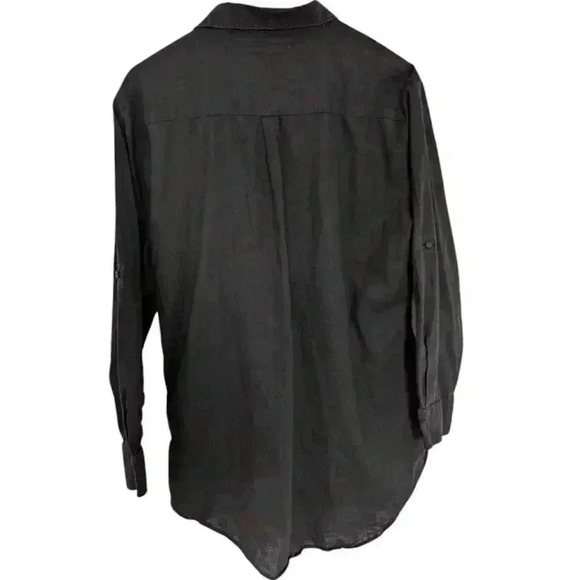 Onia Standard Long Sleeve Linen Blend Shirt Button Down Black Men's size Small - Picture 3 of 15